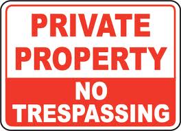 Private property no trespassing sign